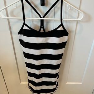 Lululemon size 6 black and white striped cami